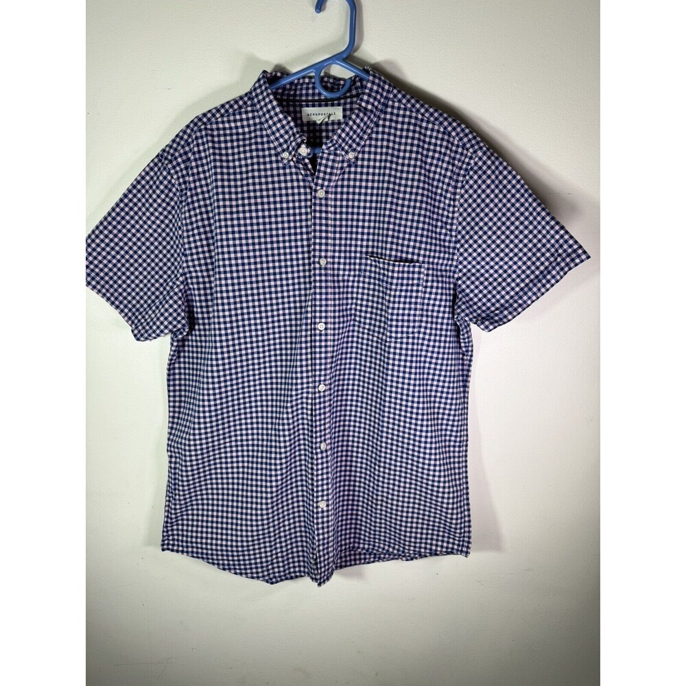 Aeropostale Button Down Shirt Mens XL Multicolor Plaid Short Sleeve Cotton Top